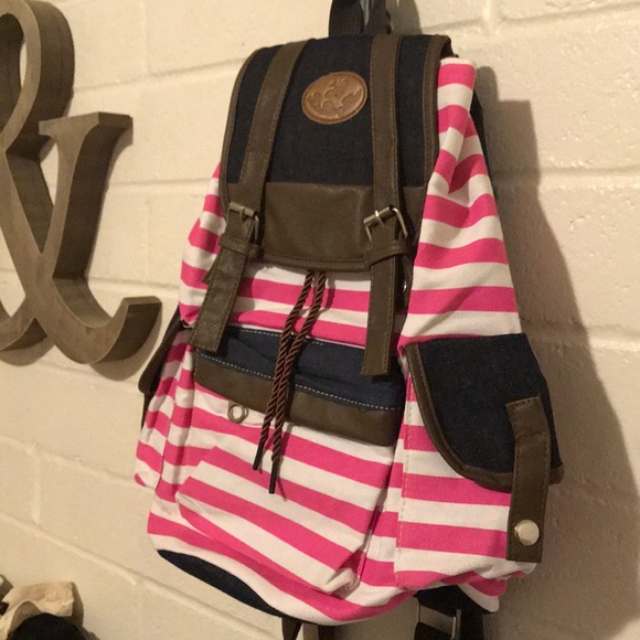 Handbags - Pink and White Striped 🎒 Backpack NWOT